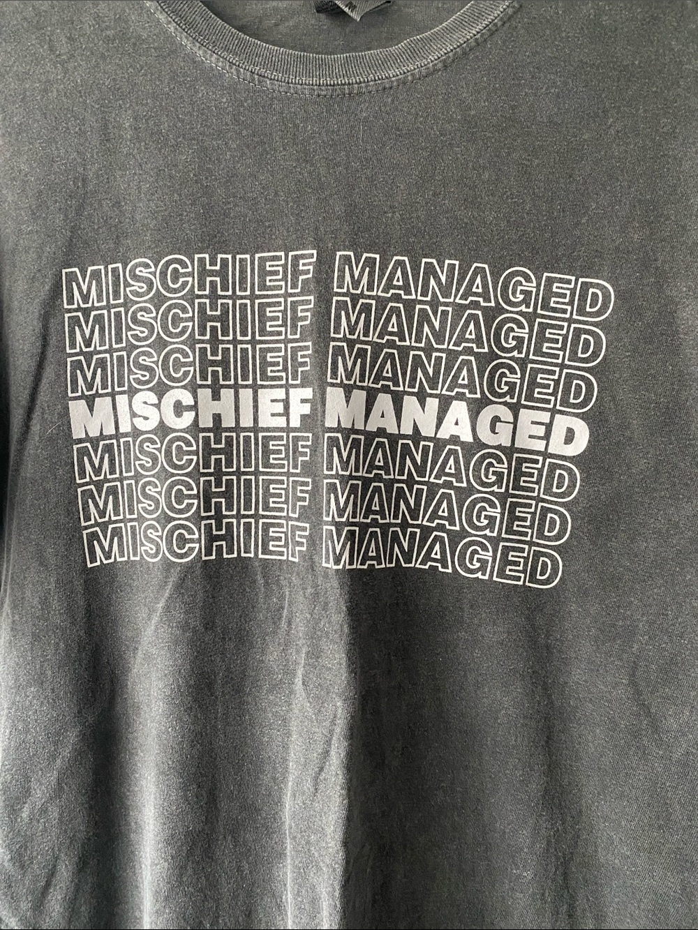Comfort Colors Black Graphic 'Mischief Managed' Short Sleeve Tee